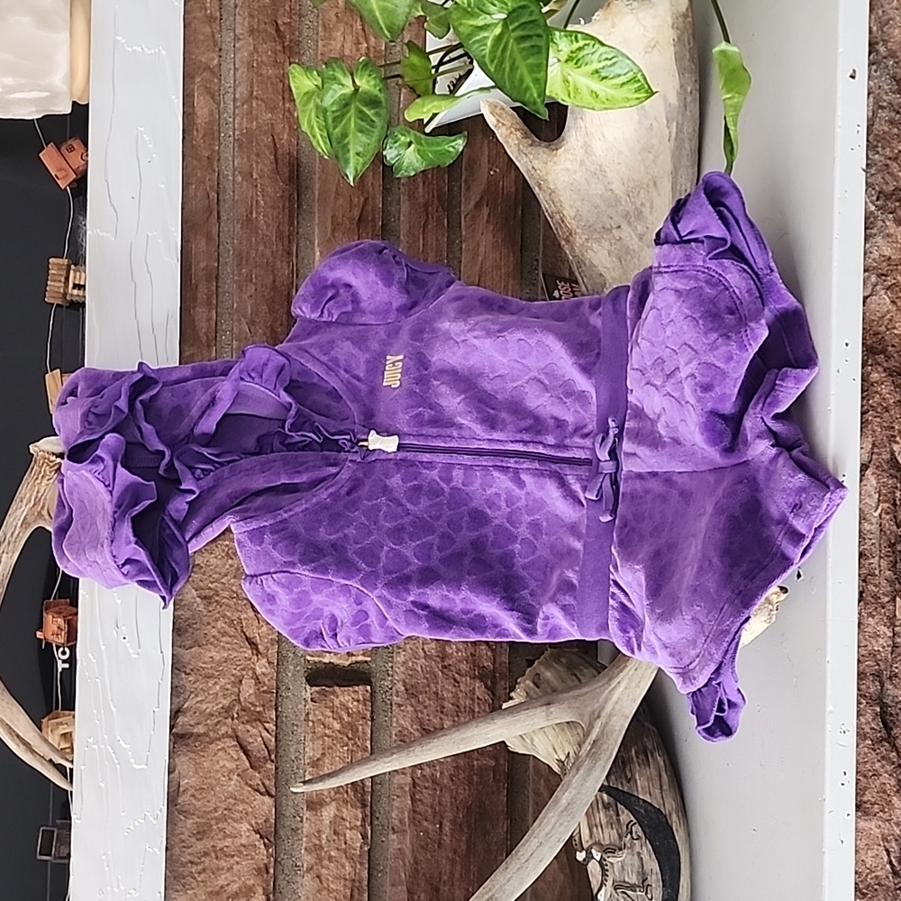 Juicy Couture NWT Puple Terry Romper with Hood- 6-12 Months
